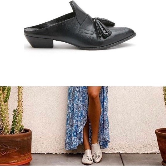 Made in Brazil Black Leather Tassel Loafer Mule - Picture 4 of 7